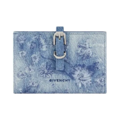 GIVENCHY Вышитый промытый деним кошелек женский средний синий