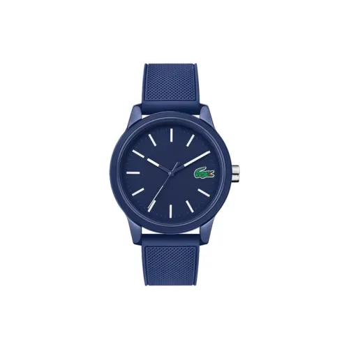 LACOSTE Мужские часы Кварцевый механизм Смольный ремешок 42 мм Синий циферблат