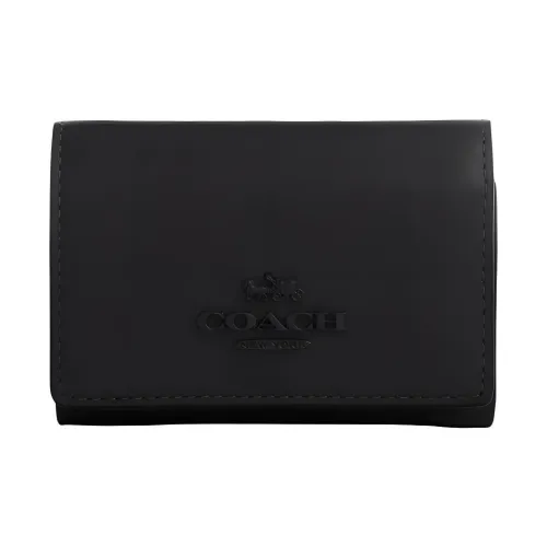 COACH Micro Корова Кожа Кошелек Мини Женский Черный Медный Черный