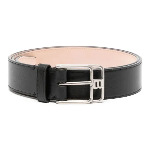 BALLY Логотип Emblem Шпилька Телячья кожа Аксессуары для аппаратов Кожаные ремни Мужской Черный Ширина 4CM