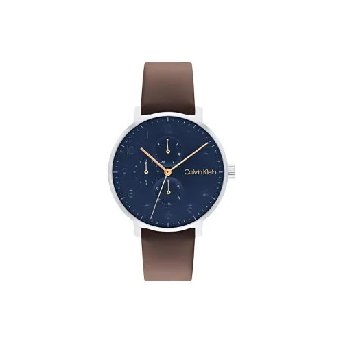 CALVIN KLEIN TIMELESS Наручные часы Кварцевый механизм Кожаный ремешок 40 мм Синий циферблат Мужские часы