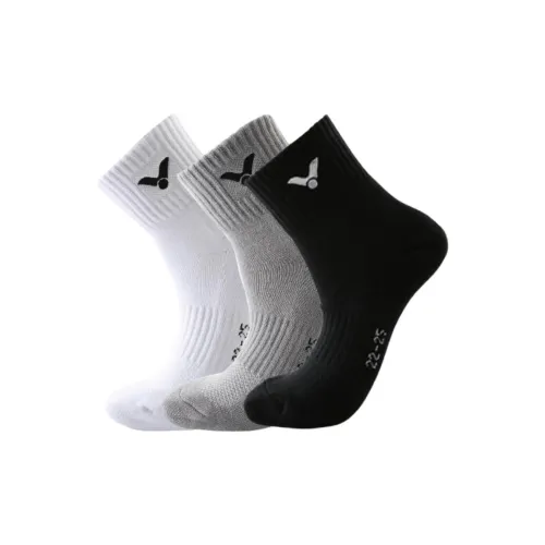Victor Носки Crew Женские 3 упаковки белый серый черный
