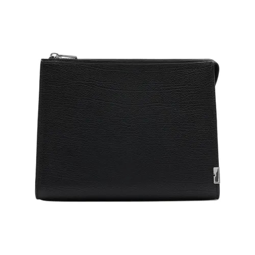 Burberry GRAIN LEATHER Телячья кожа Клатч Унисекс Черный