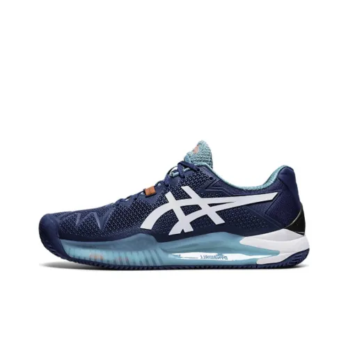 Asics Gel Resolution 8 Амортизация Низкий Топ Теннисные Кроссовки Мужские Синие Белые