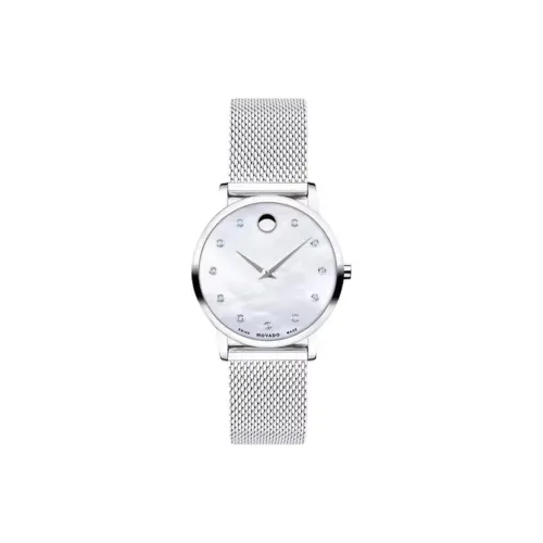 MOVADO Museum Series Кварцевый механизм Женские часы 28 мм Белый циферблат Стальной корпус Стальной ремешок