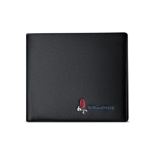 WilliamPOLO Коровья кожа Множественные слоты для карт Длинный и Короткий Кошелек Мужской Черный