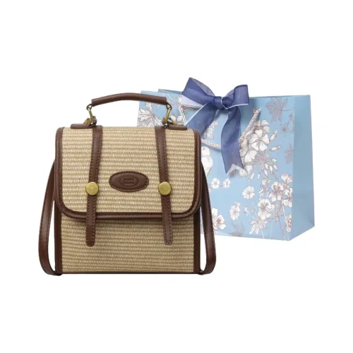 REDOO Рюкзак из соломенной плетени женский коричневый черный