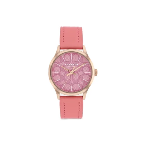 COACH Женские часы Кварцевый механизм корпус из коровьей кожи ремешок 32 мм розовый циферблат
