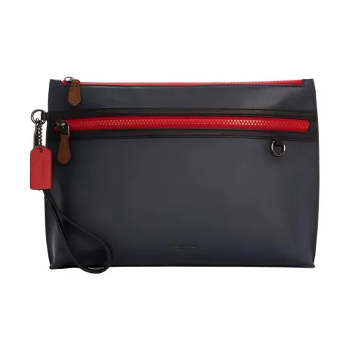 COACH Телячья кожа Клатч Стандартный Мужской Темно-синий Красный