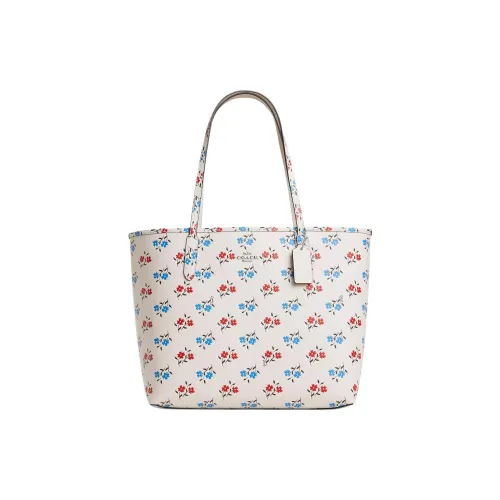 COACH Городской Утонченный Pebble Pattern Кожаная Сумка-Тот Сумка для покупок Большая Женская Белая и Многоцветная