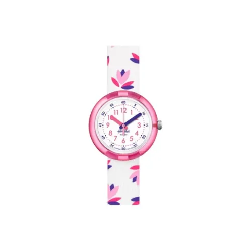 SWATCH Flik Flak Feifei Series Кварцевый механизм Детские часы 31,85*35 мм Белый циферблат Пластиковый корпус Часы Тканевый ремешок