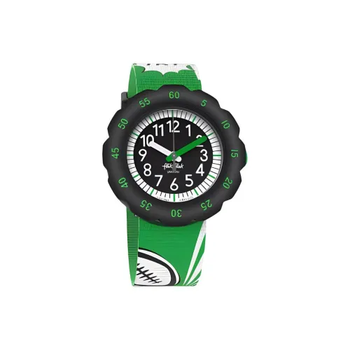 SWATCH Flik Flak Feifei Series Кварцевый механизм Детские часы 34,75 мм Черный циферблат Пластиковый корпус Часы Тканевый ремешок