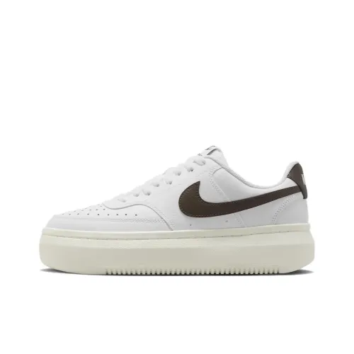Nike Court Vision Alta Скейтборд Кроссовки Низкие Белые/Холст/Барочный Коричневый Женские