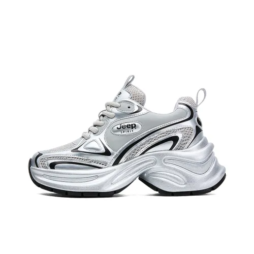 JEEP SPIRIT Дышащая Поддержка Увеличение Высоты Низкий Топ Толстая Подошва Женские Серебристые