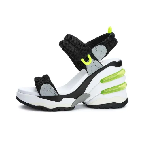 Пепельные пляжные сандалии женские черные зеленые