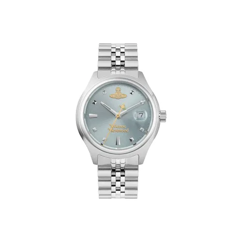 Vivienne Westwood часы Кварцевый механизм Ремешок из нержавеющей стали Синий циферблат Женские часы