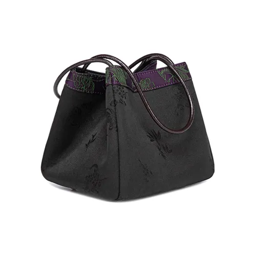 Liang Jin Ji Корова Спилок Сумка Женская Золото Черный Золото Окантовка Фиолетовый Умбра