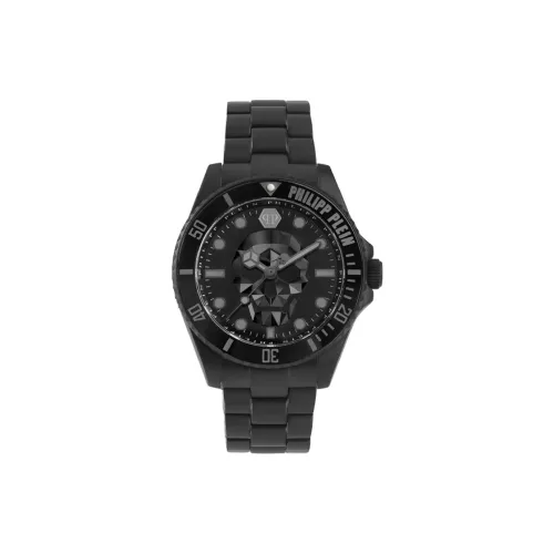 PHILIPP PLEIN Наручные часы Кварцевый механизм Металлический ремешок 44 мм Черный циферблат Мужские часы