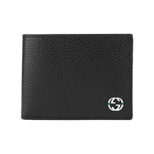 GUCCI GRAIN LEATHER Кошелек Мужской Черный и Зеленый