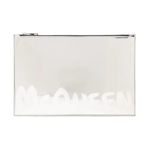 Alexander McQueen Полиэстер Волокно Сложенный с TPU Клатч Мужской Серебряный