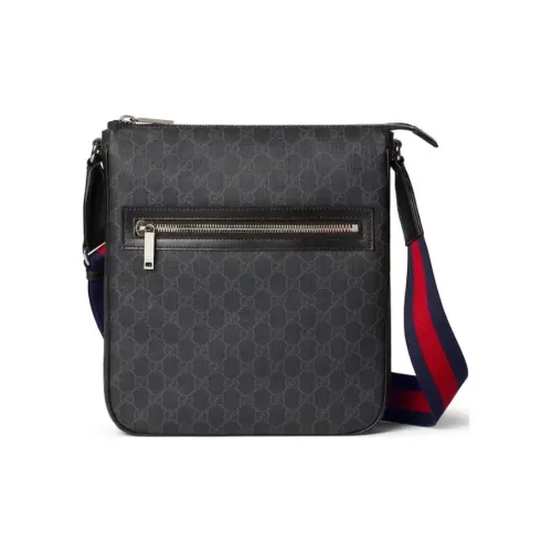 GUCCI Canvas с кожаными вставками сумка через плечо мужская черная