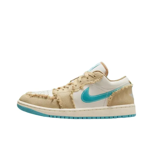 Jordan Air Jordan 1 Винтажные баскетбольные кроссовки Low Топ Бежевый белый синий Женские