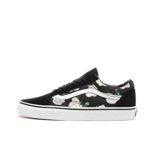 VANS Old Skool Romantic Floral Устойчивый к истиранию Дышащие Скейтбординг Низкие Кеды Унисекс Черный Белый