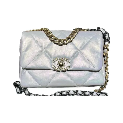 CHANEL 19Bag Телячья кожа Сумка через плечо Маленькая Женская Белая Радуга Ослепительный цвет Русалка Розовый