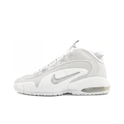 Nike Air Max Penny Амортизация Износостойкий MID Топ Винтажные баскетбольные кроссовки Унисекс Белый Серый