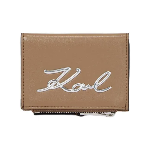 Karl Lagerfeld Коровья кожа Держатель для карт кошелек Женские Грибной коричневый