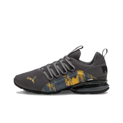 PUMA Axelion Slip-resistant Abrasion-resistant Low Top Casual Running Shoes Men's Black Gray Yellow PUMA Axelion Противоскользящий Устойчивый к истиранию Низкий Топ Повседневные Беговые Кроссовки Мужские Черный Серый Желтый
