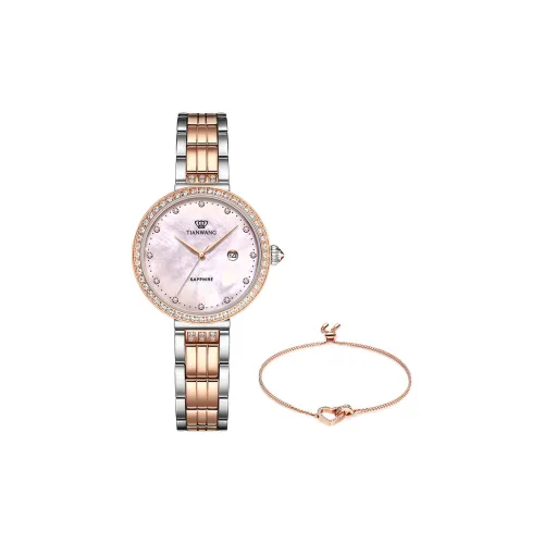 TIANWANG Звезды Кварцевый механизм Нержавеющая сталь Ремешок Часы Женские Жемчужная раковина Циферблат