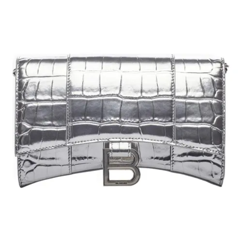 Balenciaga Яркий Крокодил Тисненый Телячья кожа Одно плечо Ручная сумка Сумка через плечо Мини Women's Silver