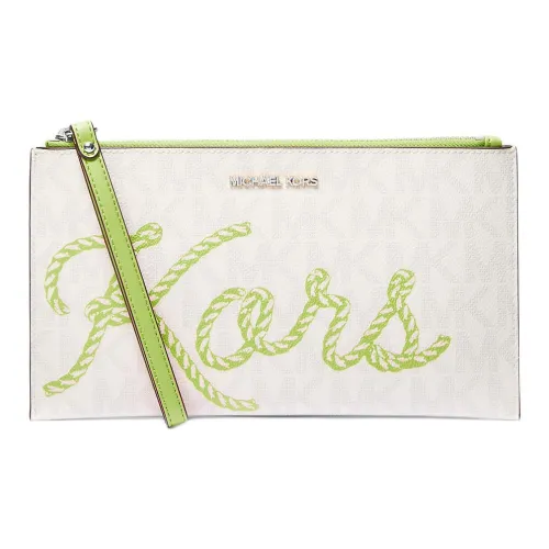 MICHAEL KORS Jet Set Travel Холст Клатч Большой Женский Зеленый и Белый
