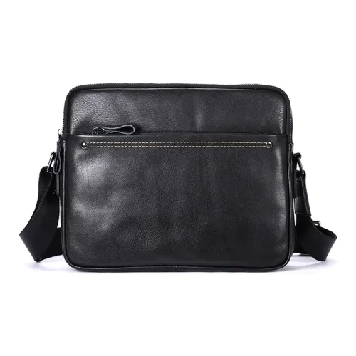 DOSRFINI Натуральная кожа Сумка через плечо Мужская Черная