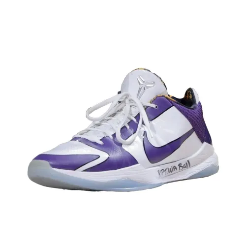 Nike Zoom Kobe 5 Амортизация противоскользящий устойчивый к истиранию сцепление низкий топ баскетбольные кроссовки мужской белый фиолетовый