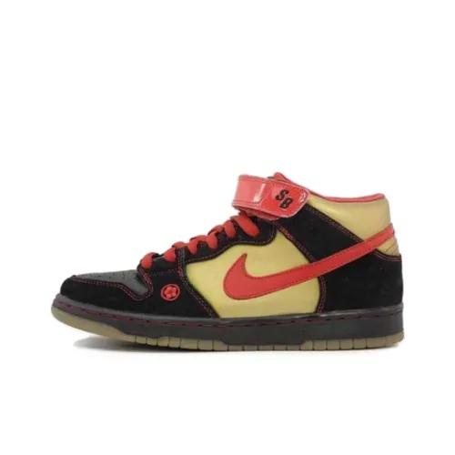 Nike Dunk SB Амортизация Износостойкий MID Топ Скейтборд Кроссовки Мужские Черный Красный Золото