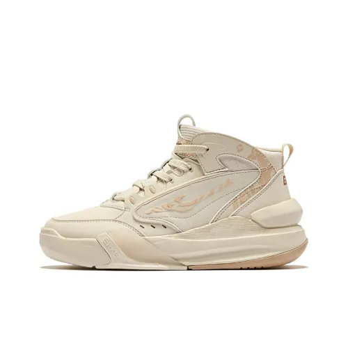 Erke Tang Palace Night Garden 3 Устойчивые к истиранию противоскользящие высокие кроссовки для скейтбординга женские серые с формой "egg toe" овсяного цвета