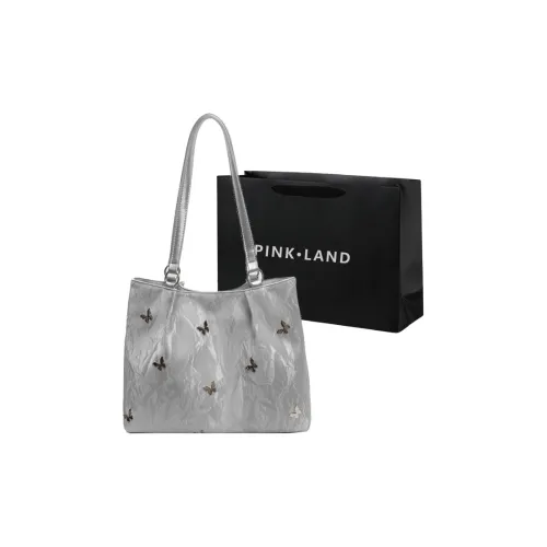 PINK·LAND ПУ (полиуретан) Сумка-тоут Сумка для покупок Сумка через плечо Женская серебряная Экрю Синяя Черная