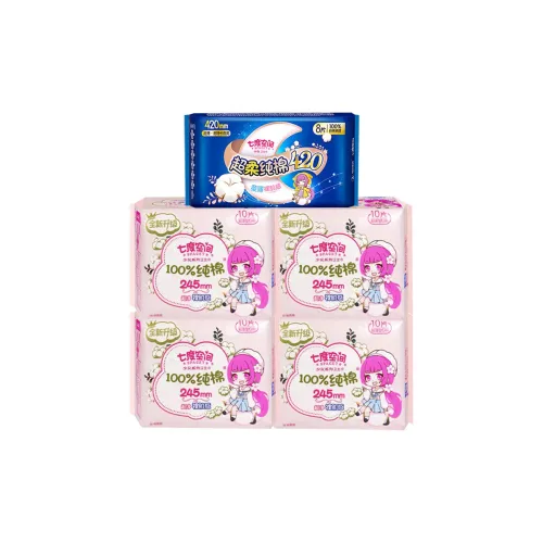 SPACE7 Girlish 100% хлопок Сухой и свежий Дышащий Для дневного и ночного использования Гигиенические прокладки Proof от протечек 48 шт