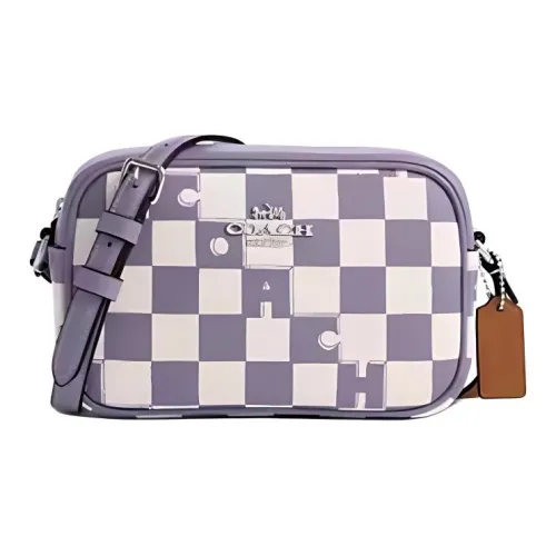 COACH Jamie Холст с кожей Camera Сумка Сумка через плечо Мини Женская Светло-фиолетовая и Белая