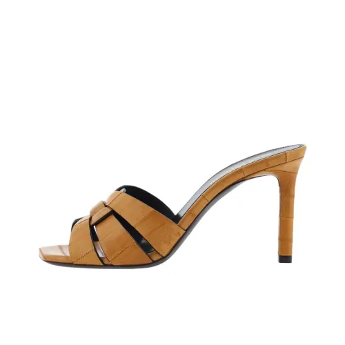 SAINT LAURENT Слипоны 9 см Женские Коричневый