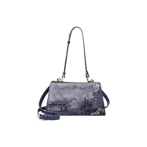 Ancient Yi Xi Коровья кожа Чонсам Сумка через плечо Стандартная Женская Темно-синий