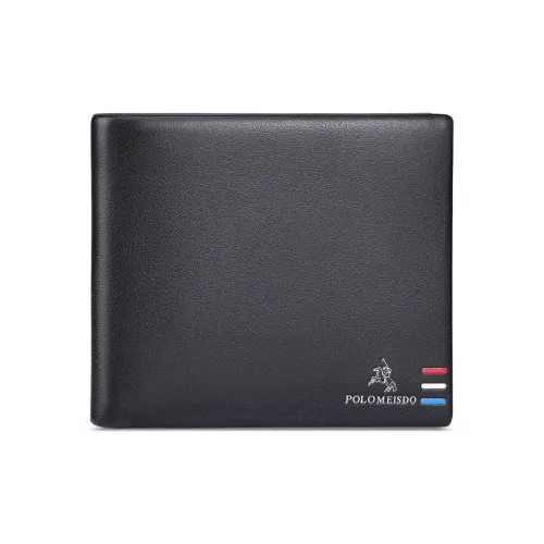 POLOMEISDO Первый слой Мягкая коровья кожа Множественные слоты для карт Бизнес Мода Кошелек Стандартный Мужской Черный