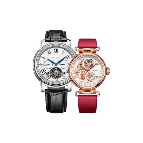 Sea Gull LE BRASSUS Автоматический Механический Механизм Часы с Естественной Кожей Ремешок Унисекс Белый Циферблат