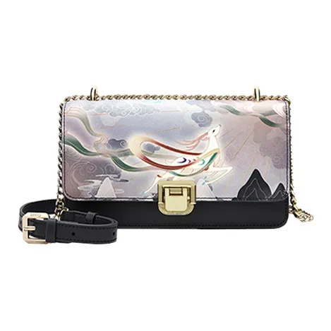 Ancient Yi Xi Коровья кожа Маленькая квадратная сумка Сумка с цепочкой Сумка через плечо Сумка на плечо Женская Серо-фиолетовая