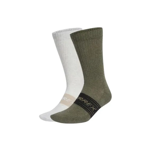 adidas Terrex Белый/Оливковый 2 упаковки Мужские носки до икры MID