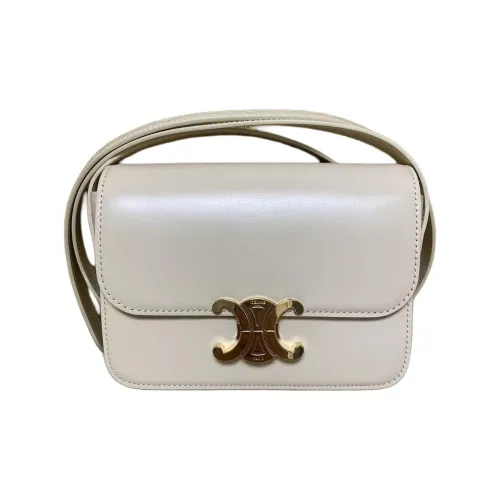 CELINE Triomphe Яркий Телячья кожа Сумка через плечо Экстра мини Женская Слоновая кость