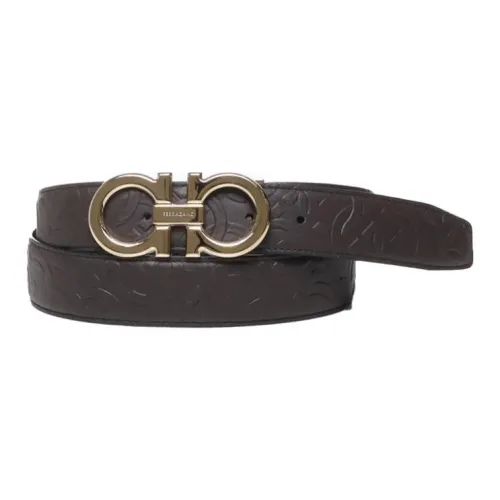 FERRAGAMO Телячья кожа плавная застежка кожаные ремни мужской коричневый ширина 3,5 см