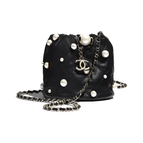 CHANEL Pearl Sheepskin Bucket Bag Crossbody Mini Women's Black CHANEL Жемчужный Овчина Сумка-ведро через плечо Мини Женская Черная